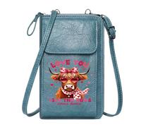 GEEADNB Cell Phone Purse with Zipper Personalized Crossbody Wallets Heart-shaped Sunglasses Love Message Whimsical Cow Personalized Gifts for Girlfriend Friends for Valentine's Day Birthday Gifts