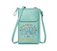 GEEADNB Cell Phone Purse with Zipper Personalized Leather Cell Phone Wallet Emotional Contrast Mental Health Acceptance Floral Symbolism Holiday Customized Gift Perfect for Outfits