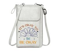 GEEADNB Cell Phone Purse with Zipper Personalized Leather Cell Phone Wallet Emotional Contrast Mental Health Acceptance Floral Symbolism Holiday Customized Gift Perfect for Outfits