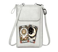 GEEADNB Cell Phone Purse with Zipper Personalized Leather Cell Phone Wallet Intricate Designs Tarot Cards Sun and Moon PU Leather Phone Bags Graduation Student