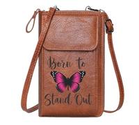 GEEADNB Cell Phone Purse with Zipper Small Shoulder Bag Born to Stand Out Butterfly Aesthetic Design Graduation Student Personalized Gifts for Girlfriend Friends