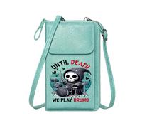 GEEADNB Cell Phone Purse with Zipper Women Leather Crossbody Grim Reaper Playful Horror Drums Leather Purse for Lover for Valentine's Day Birthday Gifts