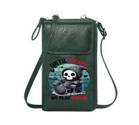 GEEADNB Cell Phone Purse with Zipper Women Leather Crossbody Grim Reaper Playful Horror Drums Leather Purse for Lover for Valentine's Day Birthday Gifts