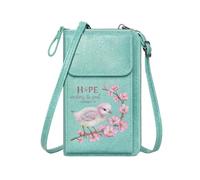 GEEADNB Cell Phone Purse with Zipper Women Leather Crossbody Purse Hope Cherry Blossoms Bird for Valentine's Day Birthday Gifts