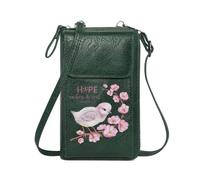 GEEADNB Cell Phone Purse with Zipper Women Leather Crossbody Purse Hope Cherry Blossoms Bird for Valentine's Day Birthday Gifts