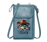 GEEADNB Cell Phone Purse with Zipper Women’s RFID Clutch Purse Detailed scales Cowboy hat Anthropomorphic fish Printed Gift Perfect for Printed Present