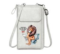 GEEADNB Cell Phone Purse with Zipper Zipper Womens Wallet Cartoon Lion Anthropomorphic Behavior Whimsical Humor Perfect for Teacher's Day Long Purse for Gift