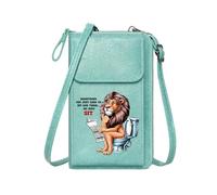 GEEADNB Cell Phone Purse with Zipper Zipper Womens Wallet Cartoon Lion Anthropomorphic Behavior Whimsical Humor Perfect for Teacher's Day Long Purse for Gift