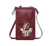 GEEADNB Cell Phone Purse with Zipper Zipper Womens Wallet Cartoon Lion Anthropomorphic Behavior Whimsical Humor Perfect for Teacher's Day Long Purse for Gift