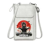GEEADNB Cell Phone Wallet Purses RFID Blocking Zipper Phone Wallet CATZILLA Roaring Cat City Under Attack Leather Purse for Lover Perfect for Printed Present