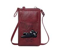 GEEADNB Cell Phone Wallet Purses Small Crossbody Bags Contrasting background Black cat lying Humorous excuse Classic Outfit Perfect for Teacher's Day