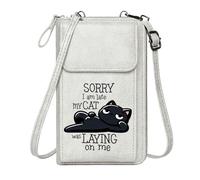 GEEADNB Cell Phone Wallet Purses Small Crossbody Bags Contrasting background Black cat lying Humorous excuse Classic Outfit Perfect for Teacher's Day