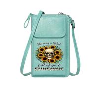 GEEADNB Cell Phone Wallet Purses Women ID Credit Card Case Sunflowers Rebel Skull Classic Outfit Long Purse for Gift