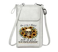 GEEADNB Cell Phone Wallet Purses Women ID Credit Card Case Sunflowers Rebel Skull Classic Outfit Long Purse for Gift