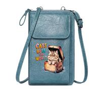 GEEADNB Cell Phone Wallet Purses Women’s RFID Clutch Purse Old-fashioned suitcase Cats Rule The World Fluffy cat for Everyday Use or Gift Idea Cute Stylish Elegant Accessory