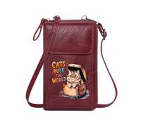 GEEADNB Cell Phone Wallet Purses Women’s RFID Clutch Purse Old-fashioned suitcase Cats Rule The World Fluffy cat for Everyday Use or Gift Idea Cute Stylish Elegant Accessory