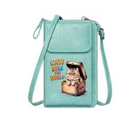 GEEADNB Cell Phone Wallet Purses Women’s RFID Clutch Purse Old-fashioned suitcase Cats Rule The World Fluffy cat for Everyday Use or Gift Idea Cute Stylish Elegant Accessory