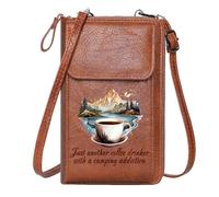 GEEADNB Cell Phone Wallet Purses Womens Travel Bags nature landscape camping addiction coffee culture Perfect for Printed Present Suitable for Everyday Use