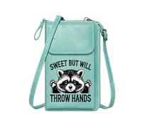 GEEADNB Cell Phone Wallet Purses Zipper Womens Wallet Throw Hands Raccoon Street Art Cute Stylish Elegant Accessory Adjustable Strap