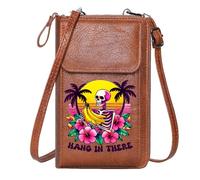 GEEADNB Credit Card Slots Bags with Card Slots Tropical Theme Retro Surf Culture Playful Skeleton Adjustable Strap Cute Stylish Elegant Accessory
