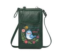 GEEADNB Credit Card Slots Cell Phone Wallet Purses colorful flowers blue bird inspirational quote Printed Gift for Everyday Use or Gift Idea