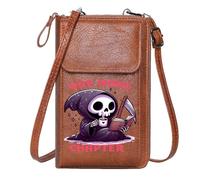 GEEADNB Credit Card Slots Personalized Small Bags with Pocket Book and Coffee One More Chapter Grim Reaper Leather Purse for Lover
