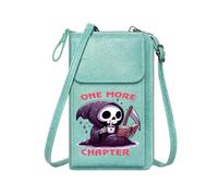 GEEADNB Credit Card Slots Personalized Small Bags with Pocket Book and Coffee One More Chapter Grim Reaper Leather Purse for Lover