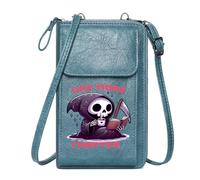 GEEADNB Credit Card Slots Personalized Small Bags with Pocket Book and Coffee One More Chapter Grim Reaper Leather Purse for Lover