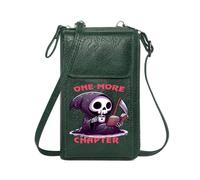 GEEADNB Credit Card Slots Personalized Small Bags with Pocket Book and Coffee One More Chapter Grim Reaper Leather Purse for Lover