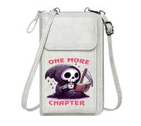 GEEADNB Credit Card Slots Personalized Small Bags with Pocket Book and Coffee One More Chapter Grim Reaper Leather Purse for Lover