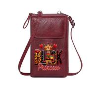 GEEADNB Credit Card Slots Small Shoulder Bag Colorful Letters Regal Aesthetic Golden Crown Present for Everyday Use or Gift Idea