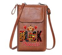 GEEADNB Credit Card Slots Small Shoulder Bag Colorful Letters Regal Aesthetic Golden Crown Present for Everyday Use or Gift Idea