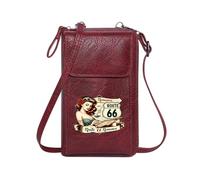 GEEADNB Credit Card Slots Women’s RFID Clutch Purse Route 66 Americana Romance Large Capacity Purse Gift for Valentine's Day Birthday Gifts