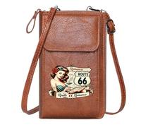 GEEADNB Credit Card Slots Women’s RFID Clutch Purse Route 66 Americana Romance Large Capacity Purse Gift for Valentine's Day Birthday Gifts