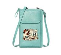 GEEADNB Credit Card Slots Women’s RFID Clutch Purse Route 66 Americana Romance Large Capacity Purse Gift for Valentine's Day Birthday Gifts