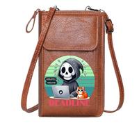GEEADNB Credit Card Slots Zipper Womens Wallet DEADLINE Grim Reaper Urgency Adjustable Strap Perfect for Teacher's Day