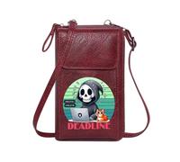 GEEADNB Credit Card Slots Zipper Womens Wallet DEADLINE Grim Reaper Urgency Adjustable Strap Perfect for Teacher's Day