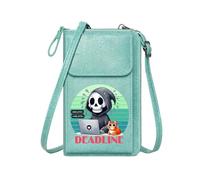 GEEADNB Credit Card Slots Zipper Womens Wallet DEADLINE Grim Reaper Urgency Adjustable Strap Perfect for Teacher's Day