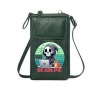 GEEADNB Credit Card Slots Zipper Womens Wallet DEADLINE Grim Reaper Urgency Adjustable Strap Perfect for Teacher's Day