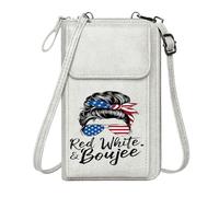 GEEADNB Credit Card Slots Zipper Womens Wallet Patriotic fashion American flag Red White & Boujee for Valentine's Day Birthday Gifts Printed Gift