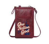 GEEADNB Crossbody Bags for Women Cell Phone Purse with Zipper Patriotic Symbols One Nation Under God Statue of Liberty Perfect for Printed Present Elegant Gift for Mother's Day