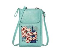 GEEADNB Crossbody Bags for Women Cell Phone Purse with Zipper Patriotic Symbols One Nation Under God Statue of Liberty Perfect for Printed Present Elegant Gift for Mother's Day