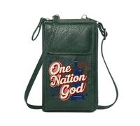 GEEADNB Crossbody Bags for Women Cell Phone Purse with Zipper Patriotic Symbols One Nation Under God Statue of Liberty Perfect for Printed Present Elegant Gift for Mother's Day
