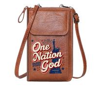 GEEADNB Crossbody Bags for Women Cell Phone Purse with Zipper Patriotic Symbols One Nation Under God Statue of Liberty Perfect for Printed Present Elegant Gift for Mother's Day