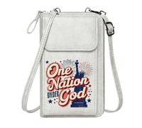 GEEADNB Crossbody Bags for Women Cell Phone Purse with Zipper Patriotic Symbols One Nation Under God Statue of Liberty Perfect for Printed Present Elegant Gift for Mother's Day