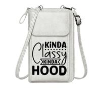 GEEADNB Crossbody Bags for Women Cell Phone Purse with Zipper Urban Setting Black and White Relaxed Posture Long Purse for Gift Perfect for Printed Present