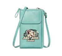 GEEADNB Crossbody Bags for Women Ladies Cell Phone Purse Vintage Microphone Jazz Club Culture Art Deco Style Travel Rfid Safe PU Leather Phone Bags