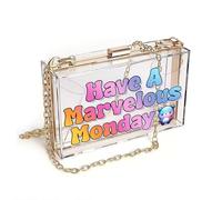 GEEADNB Crossbody Bags for Women Personalized Crossbody Wallets Marvelous Monday Colorful Gradient Letters Cute Cartoon Bear Printed Gift Leather Purse for Lover