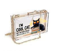 GEEADNB Crossbody Bags for Women Phone Bags for Women Academic success, Orange-tinted sunglasses, Black cat, Large Capacity Purse Gift Season Gifts