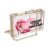 GEEADNB Crossbody Bags for Women RFID Blocking Zipper Phone Wallet pink high-heeled shoes, pink heart, CHASE YOUR DREAMS, Christmas Holiday Present Graduation Student